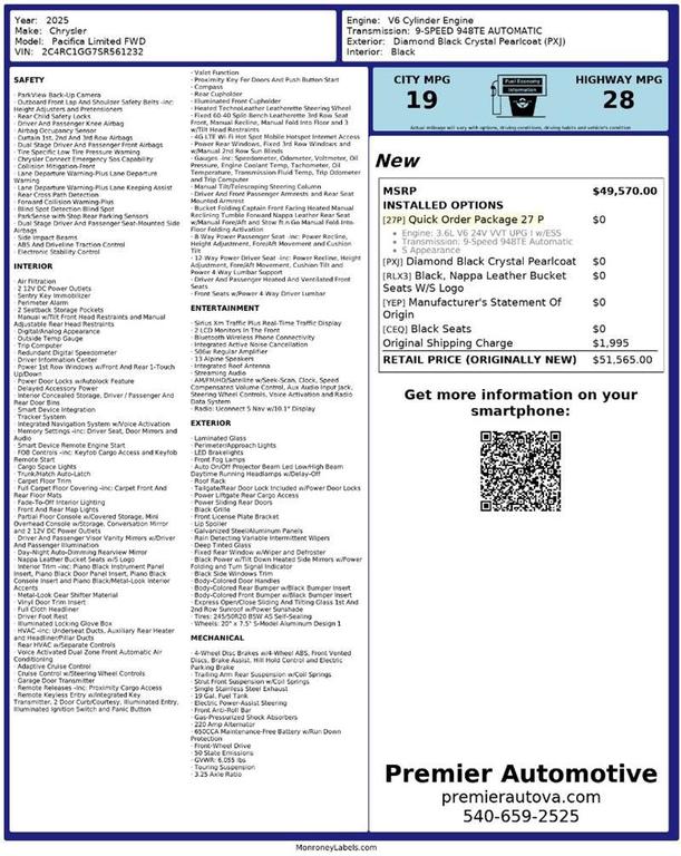 used 2025 Chrysler Pacifica car, priced at $31,999