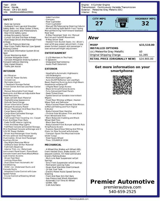 used 2024 Honda CR-V car, priced at $26,999