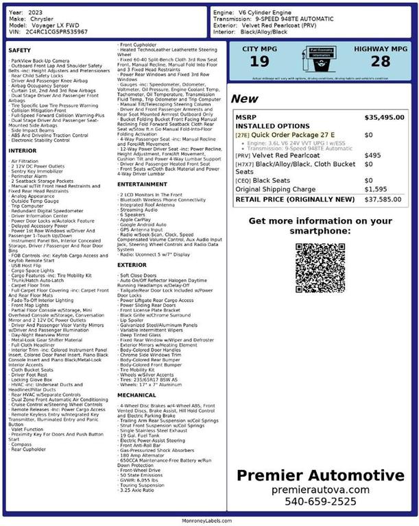 used 2023 Chrysler Voyager car, priced at $17,450