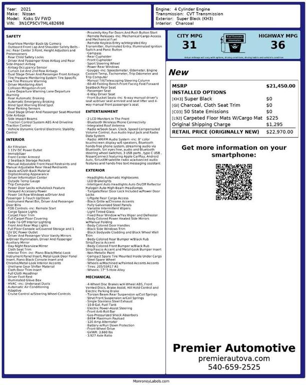 used 2021 Nissan Kicks car, priced at $12,450