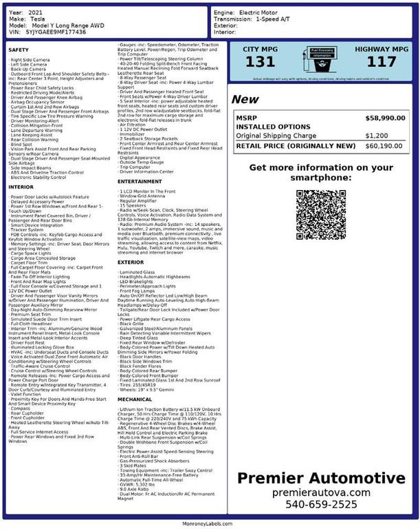 used 2021 Tesla Model Y car, priced at $17,999