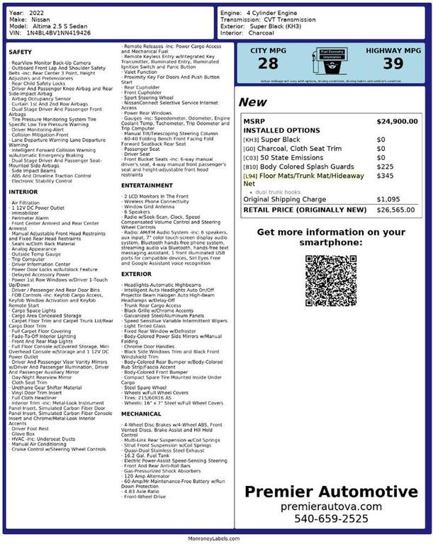 used 2022 Nissan Altima car, priced at $14,999