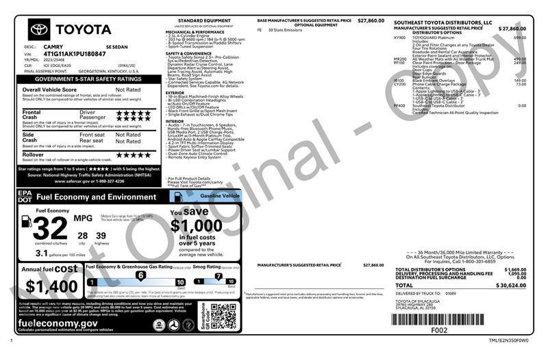 used 2023 Toyota Camry car, priced at $18,999