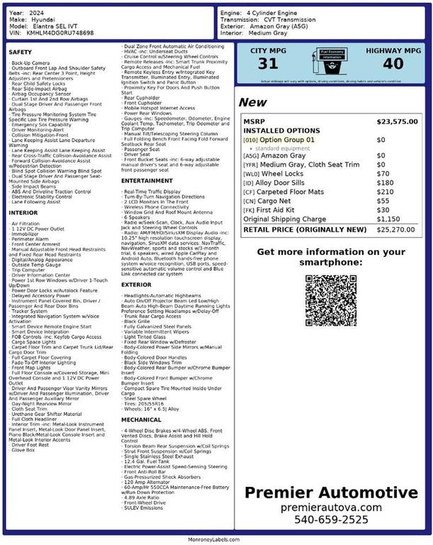 used 2024 Hyundai Elantra car, priced at $16,999