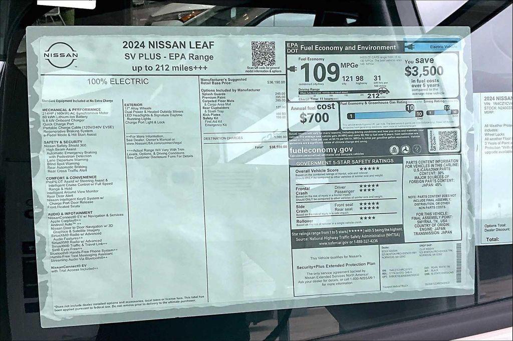 new 2024 Nissan Leaf car, priced at $26,900