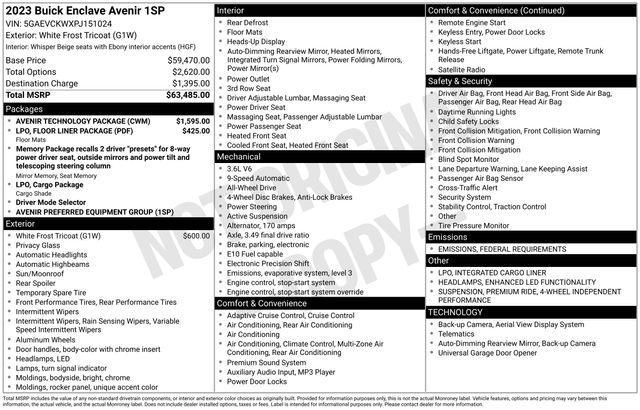 used 2023 Buick Enclave car, priced at $41,386