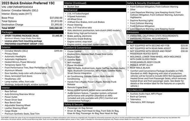 used 2023 Buick Envision car, priced at $26,481