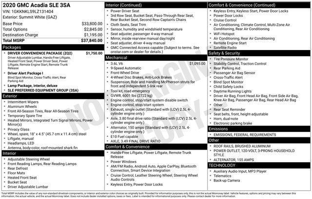 used 2020 GMC Acadia car, priced at $18,578