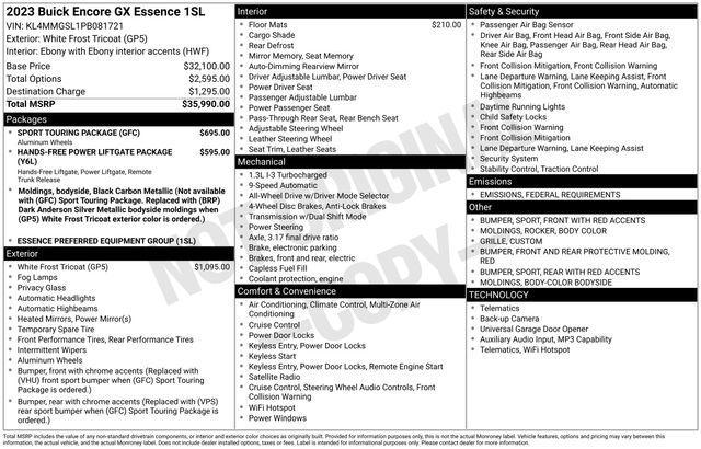 used 2023 Buick Encore GX car, priced at $24,612