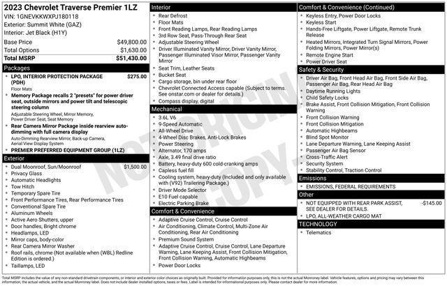 used 2023 Chevrolet Traverse car, priced at $38,671