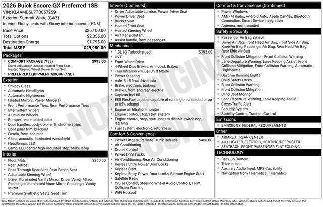 new 2026 Buick Encore GX car, priced at $29,351