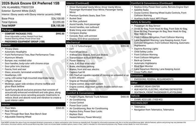 new 2026 Buick Encore GX car, priced at $29,950