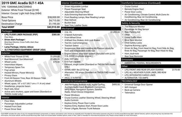 used 2019 GMC Acadia car, priced at $21,121