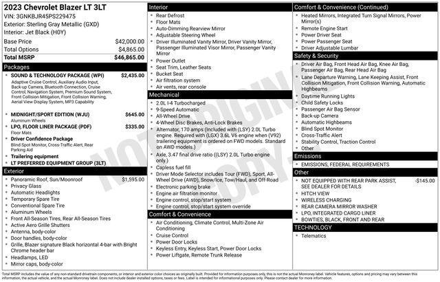 used 2023 Chevrolet Blazer car, priced at $33,673