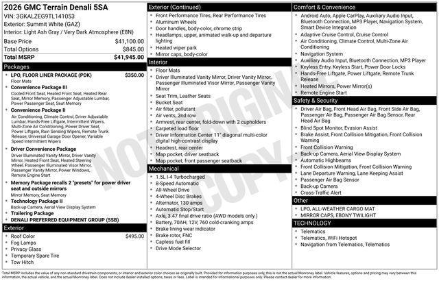 new 2026 GMC Terrain car, priced at $43,315