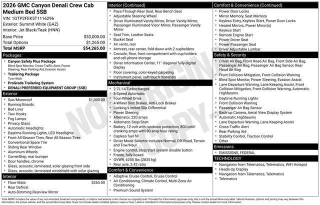new 2026 GMC Canyon car, priced at $56,360