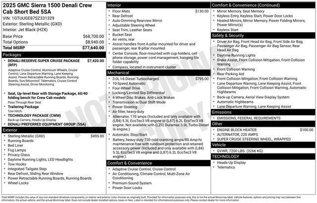 new 2025 GMC Sierra 1500 car, priced at $72,653