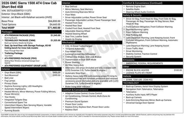 new 2026 GMC Sierra 1500 car, priced at $71,205