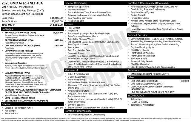 used 2023 GMC Acadia car, priced at $31,628