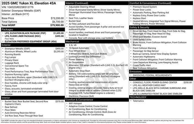 new 2025 GMC Yukon XL car, priced at $82,075
