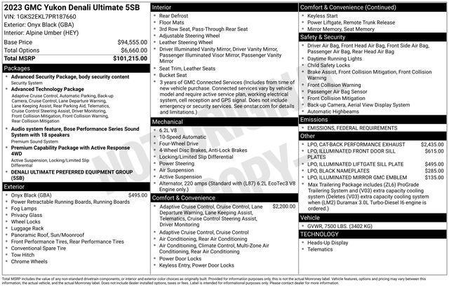 used 2023 GMC Yukon car, priced at $82,075