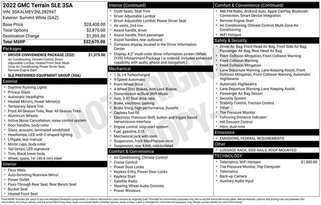 used 2022 GMC Terrain car, priced at $22,667