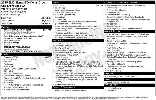 new 2025 GMC Sierra 1500 car, priced at $69,067