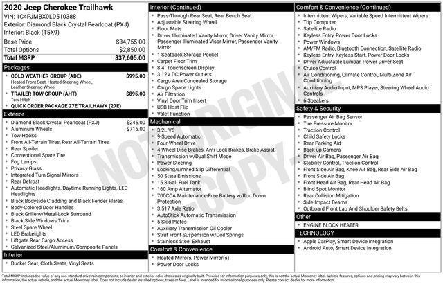 used 2020 Jeep Cherokee car, priced at $18,681
