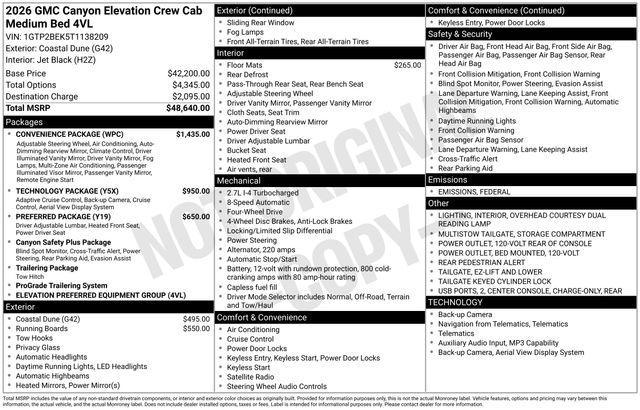 new 2026 GMC Canyon car, priced at $47,181