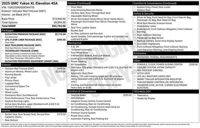 new 2025 GMC Yukon XL car, priced at $84,789