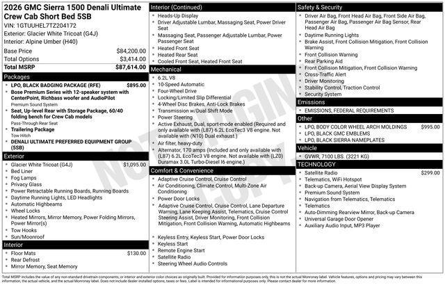 new 2026 GMC Sierra 1500 car, priced at $85,253