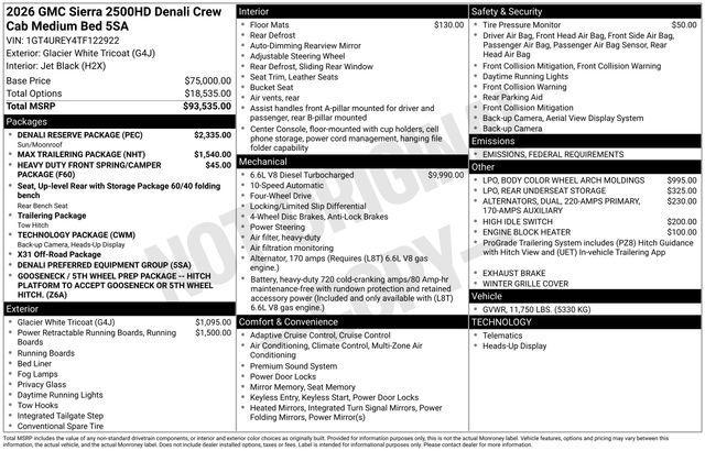new 2026 GMC Sierra 2500 car, priced at $92,164