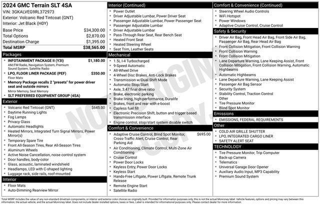 used 2024 GMC Terrain car, priced at $26,356