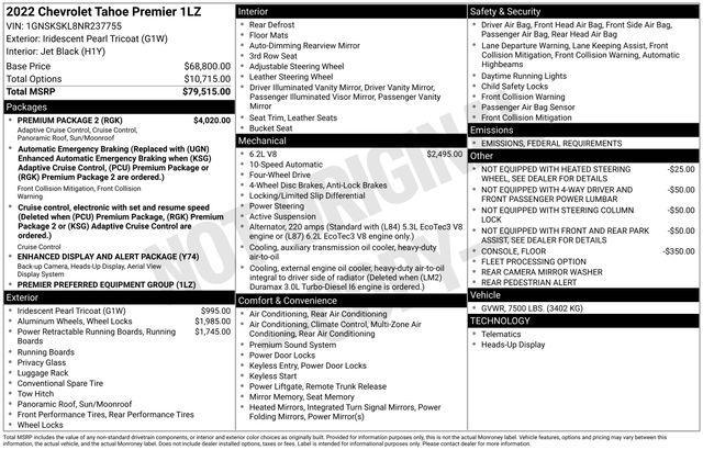 used 2022 Chevrolet Tahoe car, priced at $47,746