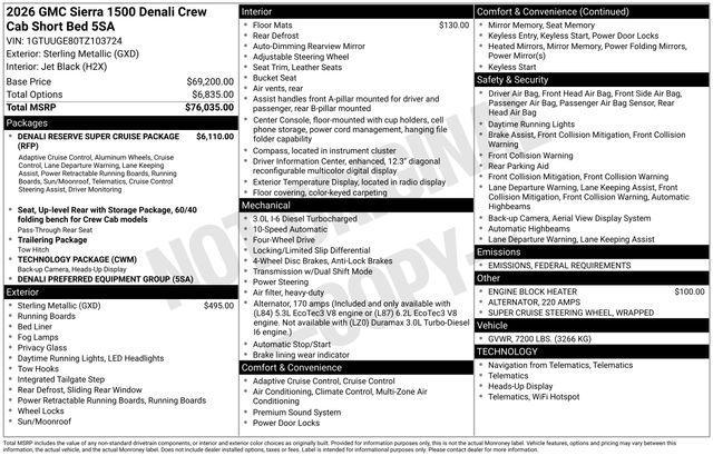new 2026 GMC Sierra 1500 car, priced at $77,325