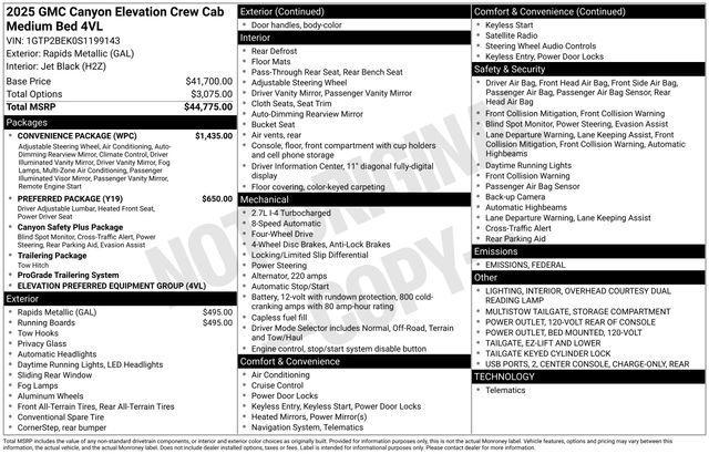 new 2025 GMC Canyon car, priced at $46,470