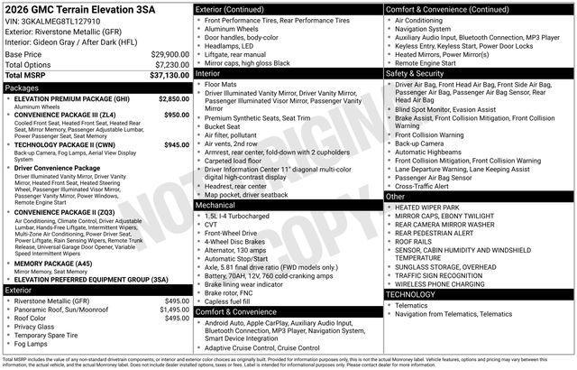 new 2026 GMC Terrain car, priced at $38,525
