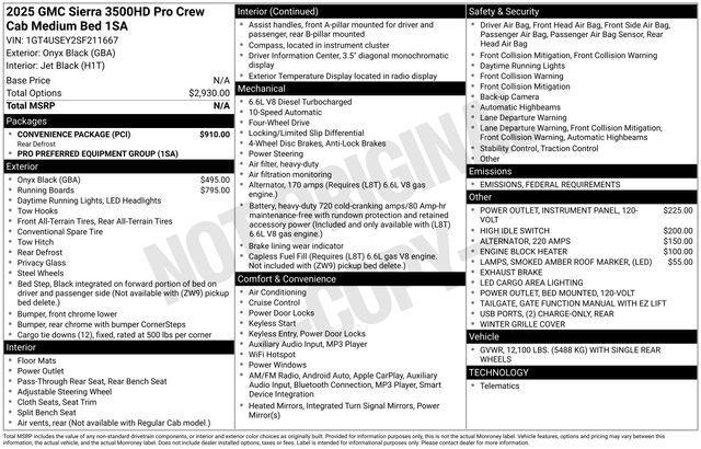 new 2025 GMC Sierra 3500 car, priced at $65,415