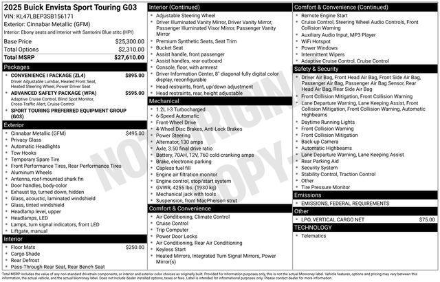 new 2025 Buick Envista car, priced at $28,505