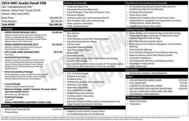 used 2024 GMC Acadia car, priced at $51,643
