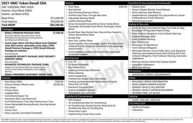 used 2021 GMC Yukon car, priced at $44,583