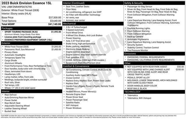 used 2023 Buick Envision car, priced at $26,052