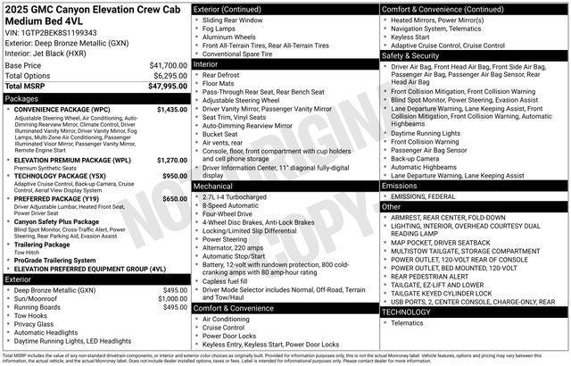 new 2025 GMC Canyon car, priced at $49,690