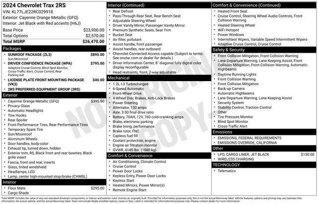 used 2024 Chevrolet Trax car, priced at $25,830