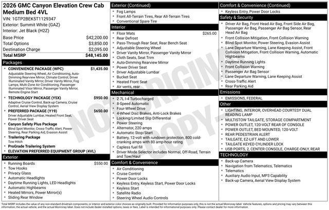 new 2026 GMC Canyon car, priced at $46,701