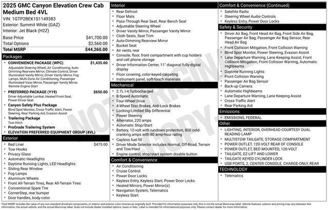 new 2025 GMC Canyon car, priced at $45,855