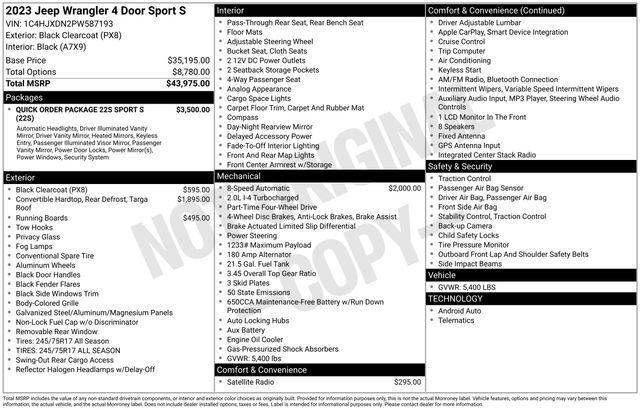used 2023 Jeep Wrangler car, priced at $30,945