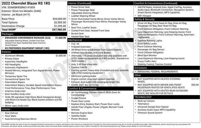 used 2022 Chevrolet Blazer car, priced at $25,786