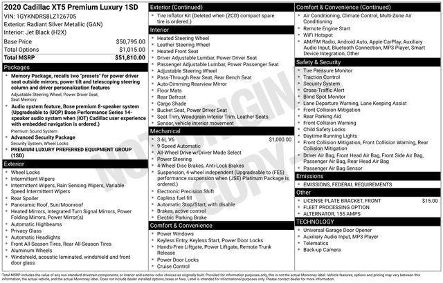 used 2020 Cadillac XT5 car, priced at $19,509