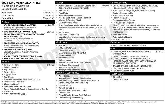 used 2021 GMC Yukon XL car, priced at $44,565